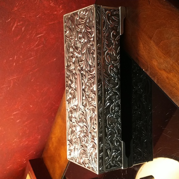 Godinger VTG 1970s Silver Plated Footed/Mirrored Dove Gray Interior Jewelry Box - Picture 2 of 8